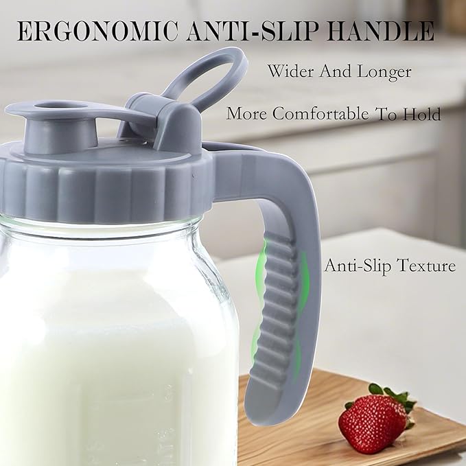 64 Oz Glass Mason Jar Water Pitcher With Lid Half Gallon Wide Mouth Sun Tea Pitchers 2 Quart Cold Brew Hot Water Jug Carafe For Coffee,Lemonade, Beverage,Milk,Juice Container For Refrigerator