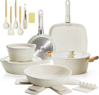23PCS Ceramic Pots and Pans Set,Nonstick, Removable Handle Pots and Pans Set, Stackable Pan Set, Ceramic Nonstick Pan Non Stick for Easy Cooking