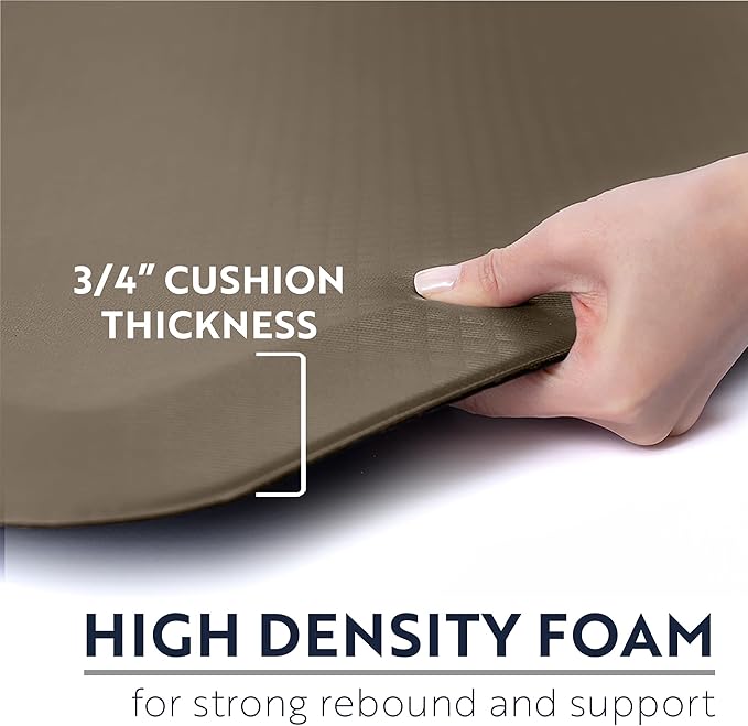 KANGAROO Thick Ergonomic Anti Fatigue Mats for Kitchen Floor, 39x20, Cushioned Standing Office Desk Mat, Waterproof Scratch Resistant Topside, Supportive All Day Comfort Padded Foam Rugs, Beige