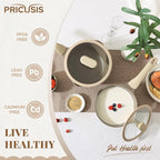 PRICUSIS Nonstick Saucepan with Lid, 2.7 Quart Sauce Pan, Healthy Sauce Pot with Pour Spouts for Multipurpose Use, PTFE, PFOA Free, Induction Compatible, Apricot