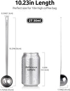 U-Taste Coffee Scoop 2 Tablespoon: 18/8 Stainless Steel Measuring Scooper for Ground Coffee, Bean, Powder, Espresso, 8.5in Extra Long Handle Metal Meaure Spoon for Canister, Jar (2Tbsp/30ml, Silver)
