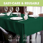 Pureegg Rectangle Table Cloth 60" x 84" – Durable Polyester Tablecloth Offers Reusable & Washable Protection, Ideal for Outdoor Party, Picnic, Wedding, Banquet and Birthday, Hunter Green