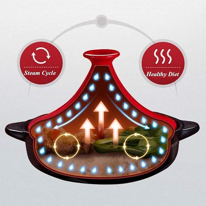 4l Tagine Ceramic Pot Moroccan Tagine Cooking Pot Handmade Ceramic Casserole Healthy Clay Pot for Braising Slow Cooking the Best Choice for Birthday Gifts (yellow)