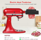 Meat Tenderizer Attachment for Kitchenaid, Updated Stainless Steel Gear Meat Tenderizer Machine, Compatible with All KitchenAid and Cuisinart Home Stand Mixers, for Tenderizing Beef/Pork/Lamb/Venison