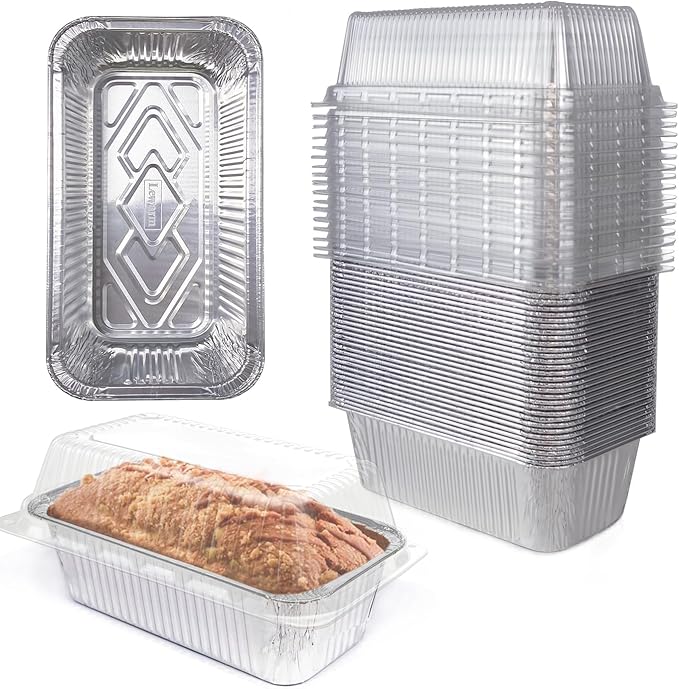 Disposable Loaf Pans With Lids Bakeware Set, 2lb, 30 Pack, 8.5x4.5 Heavy Duty Aluminum Foil Bread pan, Perfect for Bakery & Homemade Bread