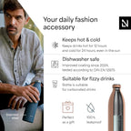 LARS NYSØM Stainless Steel Insulated XL Water Bottle 12 oz 17 oz 25 oz 34 oz 51 oz | Insulated Thermo Flask for Hot and Cold Beverages | Leakproof Drinking Bottle (Blush Rose, XL 50.7 oz)