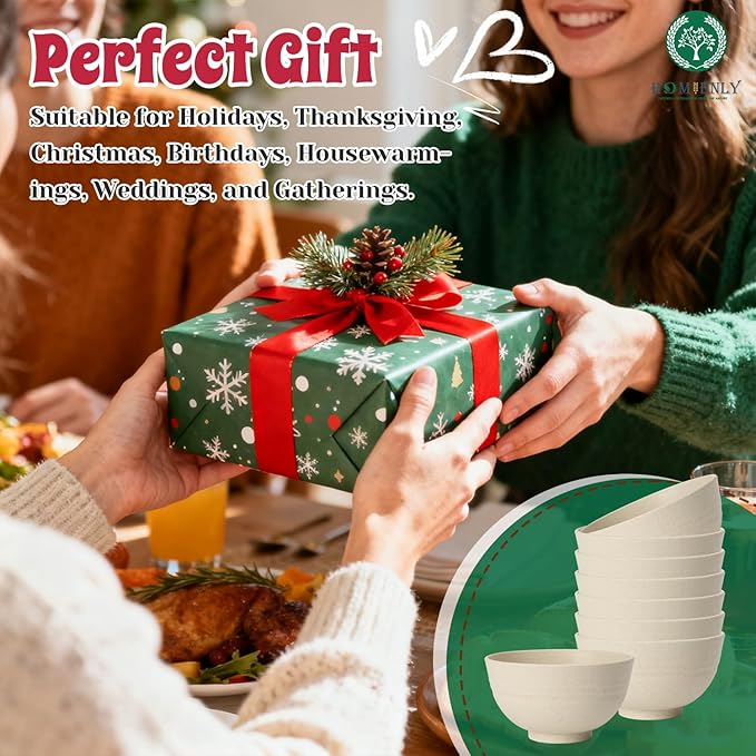 Homienly 10 OZ Dessert Bowls Wheat Straw Small Bowls Reusable Kids Bowl Mini Bowl for Ice Cream, Side Dishes, Fruit, Snack, Portion Control Unbreakable Lightweight Bowl Set, Microwave Safe (Beige)