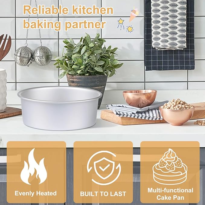 HomeMall 9 x 3 inch Round Cake Pan Set of 3, Aluminum Baking Pans for Layer Cakes, Heavy Duty Non-Stick, Evenly Baking Molds for Home Kitchen, Birthday Wedding Anniversary