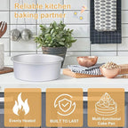 HomeMall 8 x 3 Inch Aluminum Round Cake Pan, 3-Piece Set Cake Baking Pans, Round Layer Cake Baking Pans for Birthday Wedding Home Kitchen DIY Baking Tools, Heavy Sturdy & Healthy, Oven Safe