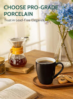 Sweese Porcelain Coffee Mugs - 16 Ounce (Top to the Rim) for Coffee, Latte, Tea, Cocoa, Set of 4, Black