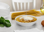 KooK Pasta Bowl, Set of 6, Salad Bowl, Large, Ceramic, Microwave and Dishwasher Safe, for Soups, Shallow Serving Bowls, 32 oz, (White)