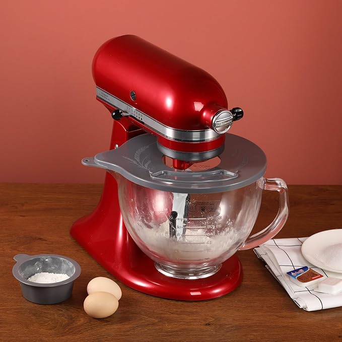 Glass Bowl Lid for KitchenAid K5GB 5 Quart Tilt-Head Stand Mixer, Mixer Bowl Cover Prevent Dry/Wet Ingredients Splash-Outs, Mixer Splash Guard with Extra Pouring Window