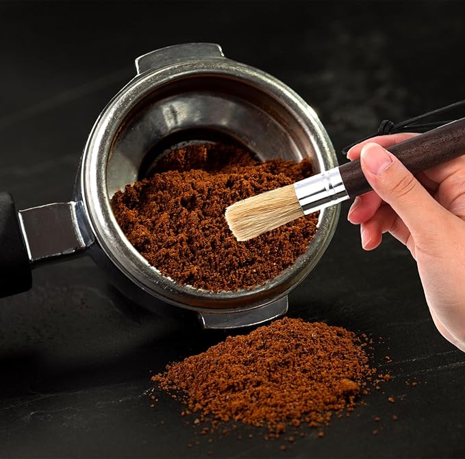 2 Pack Coffee Grinder Brush, Espresso Machine Brush with Wooden Handle and Natural Bristles, Coffee Grinder Cleaning Brush for Home Kitchen Espresso Machine Cleaner Tool