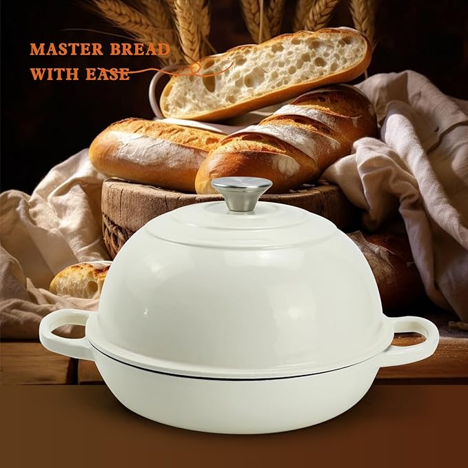 DVK Dutch Oven Pot with Lid for Sourdough Bread Baking Enameled 6 Qt Cast Iron Dutch Oven for Resistant Stovetop and Oven Safe
