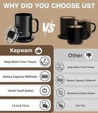 Self Heating Coffee Mug T1-16oz Fast Heating & Ultra Long-Lasting Battery Life, Heated Coffee Mug Up to 149℉ - Touch & App Controlled Coffee Mug, Birthday Gifts for Women and Men