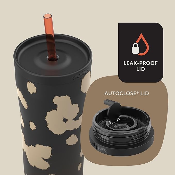 Contigo Streeterville Stainless Steel Tumbler with Straw, Dragon Fruit, 24oz.