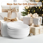 Jassceram 8.5inch Pasta Bowls Set of 6, 36 OZ Salad Plates,Ceramic Serving Bowls for Soup,Noodle,Deep Enough for Kitchen and Dining, Microwave,Oven and Dishwasher Safe,Off White