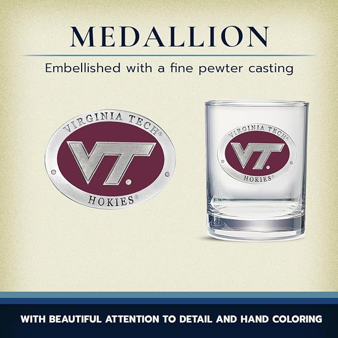 Heritage Pewter Virginia Tech Double Old Fashion | Double Rocks Glass 14 OZ for Liquor | Expertly Crafted Pewter Glass