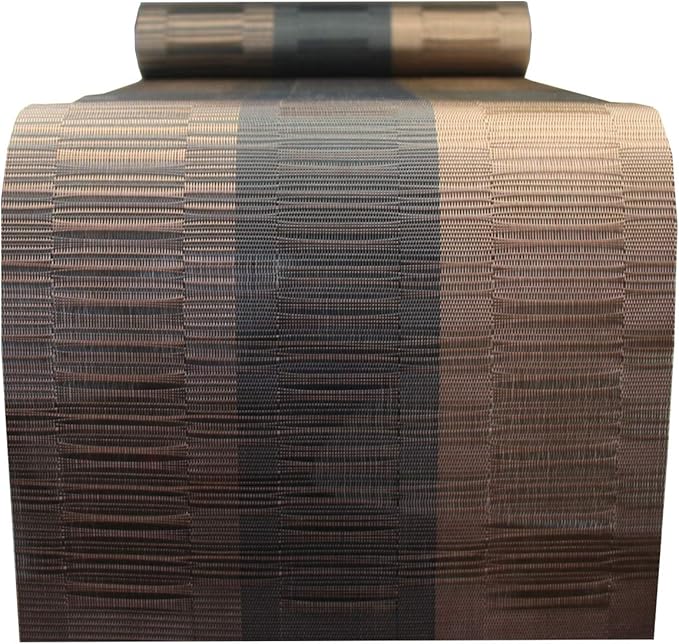 PIGCHCY Elegant Placemats with Matching Table Runner,Washable Durable Plastic Placemats for Dining Table Sets(6pcs Placemats+1pcs Table Runner, Brown)