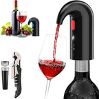 Electric Wine Aerator & Decanter Pump – Quiet Dual-Pump Aeration, Measured Pouring, Temp Display & USB Rechargeable System – Professional Wine Tool for Home Bars (Black)