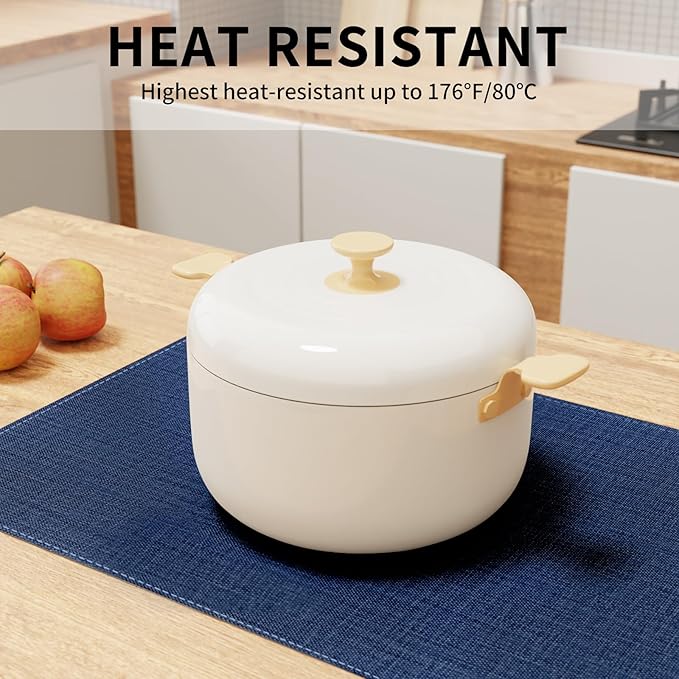 Cloth Placemats, Set of 6 Heat-Resistant Cotton Linen Blend Double Layered Machine Washable Place Mats, Wrinkle Free Thick Fabric Dining Table Mats for Indoors & Outdoors (Navy Blue, 6)