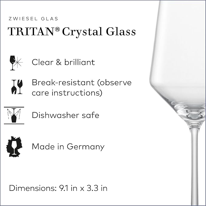ZWIESEL GLAS Pure Sauvignon Blanc White Wine Glass (Set of 2), Wine Glasses for White Wine, Dishwasher-Safe Tritan Crystal Glasses, Made in Germany (14 Ounce)