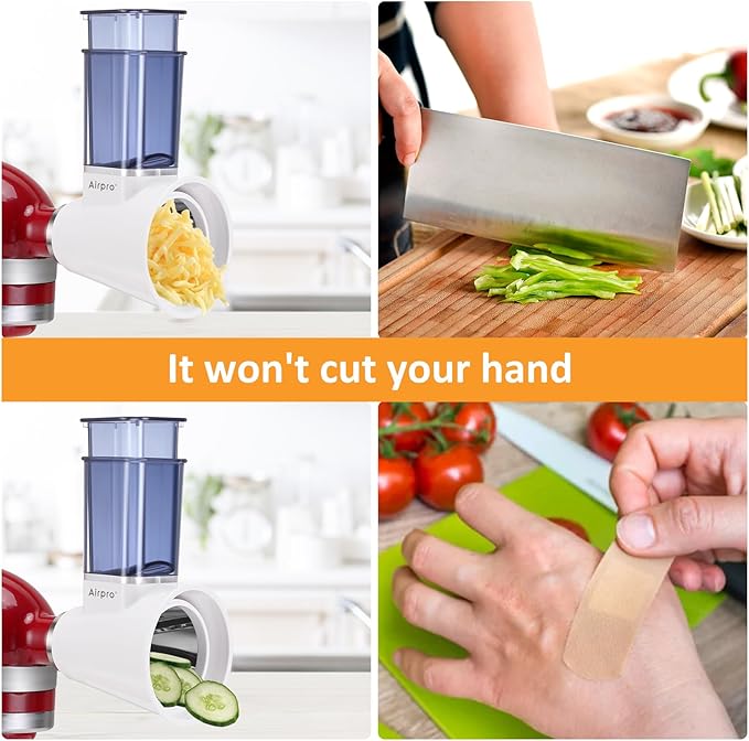 Slicer Shredder Attachment for Kitchenaid Stand Mixer, Salad Machine with Vegetable Slicer, Salad Maker, Food Slicers Cheese Grater Attachments for Kitchenaid Mixer Dishwasher Safe By Airpro,Blue