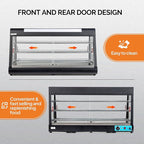 ROVSUN 48" Food Warmer Pizza Warmer Countertop, 3-Tier Food Warmer Display Pretzel Warmer w/LED Adjustable Removable Shelves Front & Rear Doors, Pastry Display Case for Buffet Restaurant, 1800W