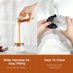 Aelga Coffee Syrup Dispenser, Honey Dispenser, 12 OZ Glass Syrup Bottles with Handle, No Drip Pouring, Coffee Bar Accessories for Coffee and Tea, White 2 Pack