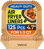Small Air Fryer Liners Disposable, 2 QT Parchment Paper for COSORI 2.1 Qt Air Fryer, 125PCS 4.7 Inch Square Baking Paper Sheets for Mini Airfryer Basket