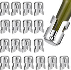 Tessco 18 Pcs Stainless Steel Champagne Stopper Reusable Bottle Sealer Wine Corker Champagne Cork Stopper with a Built in Sealing Plug Compact Saver Plug for Cava Prosecco (Silver)