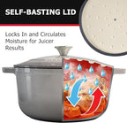 MÜELLERHOME 7.5 QT Enameled Cast Iron Dutch Oven, Heavy-Duty, Oven-Safe up to 500° F & Across All Cooktops, Casserole Dish and Braiser Pan with Lid and Stainless Knob, Grey
