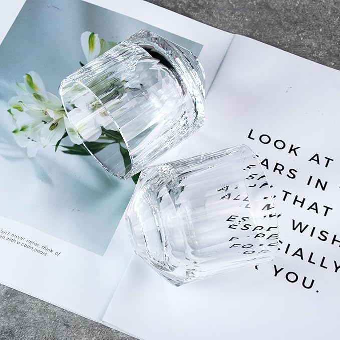 KAMMAK Crystal Whiskey Glasses Set of 2, 10.15 oz (300 ml) Hand Blown Old Fashioned Tumbler, Thick Base Glass with Delicate Rim & Seamless Design for Scotch, Bourbon, Cocktails, Lead-Free Barware