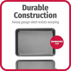 GoodCook Everyday Baking Pan with Metal Lid Nonstick Warp-Resistant Heavy-Gauge Steel Construction Even-Heating Oblong Cake Pan with Solid Oven-Safe Cover, 9x13-Inch, Gray