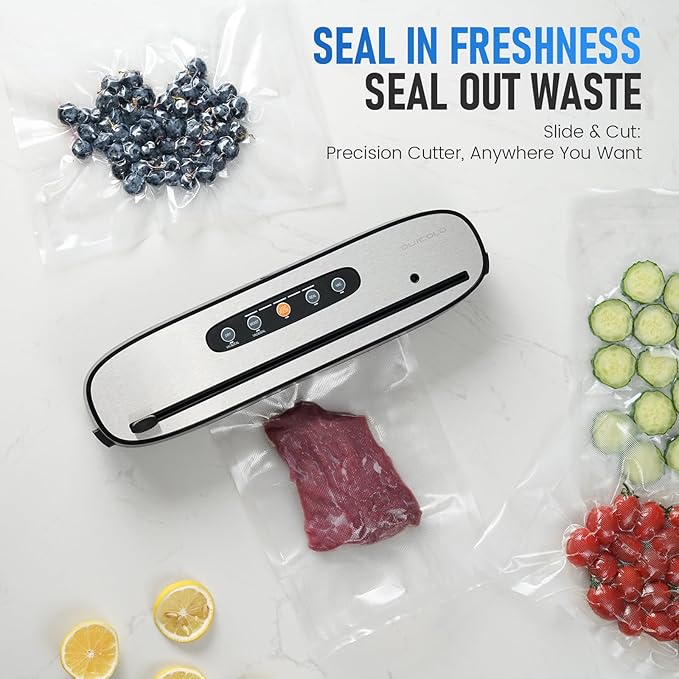 Cordless Vacuum Sealer for Food - Portable Food Saver Machine with Dry/Moist Modes, Rechargeable Design, Child Lock & Built-in Cutter - Ideal Food Vacuum Sealer Machine for Kitchen Storage
