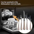 20-Piece Black Silverware Set 18/0 Stainless Steel Silverware Set Brown Handle Cutlery Set Service for 4 Dinner Knives Forks Spoons Set Flatware Set Finish Dishwasher Safe