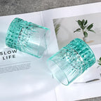 KAMMAK Crystal Whiskey Glasses Set, 7.8 oz (230 ml) Hand Blown Old Fashioned Tumbler, Thick Base Colored Glass with Delicate Rim & Seamless Design for Scotch, Bourbon, Cocktails, Aqua Green