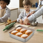 LIANYU 9 x 9 Inch Square Baking Cake Pan Set of 4, Stainless Steel Brownie Bread Cake Molds, Square Bakeware for Lasagna Pie, Oven & Dishwasher Safe
