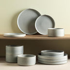 Stone Lain Bao 24-Piece Dinnerware Set Stoneware, Blue-Grey