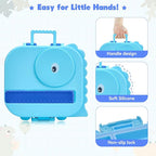 Bento Lunch Box with Thermo, 4-Compartment Bento Box with Adjustable Dividers, Leakproof Dinosaur Lunch Box with 14.2OZ Insulated Food Jar & Sauce Jar, for School Office Travel (Blue)