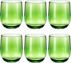 14-ounce Plastic Stemless Wine Glasses, All Purpose Arcylic Glasses, set of 6 Green Reusable Shatter-resistant Dishwasher Safe