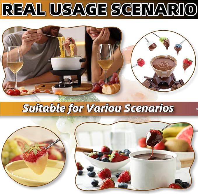 6Pcs Stainless Steel Fondue Forks 9.1" Fondue Sticks Fondue Cheese with Heat Resistant Handle Color Fondue Set for Grill Cake Chocolate Meat Fruits Cheese Fondue Fountain Roast Marshmallows Dessert