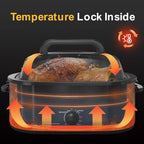 Sunvivi Roaster Oven, Electric Roaster Oven with Viewing Lid, 30lb 26-Quart Turkey Roaster with Unique Defrost/Warm Function, Large Roaster with Removable Pan & Rack, Stainless Steel, Blue