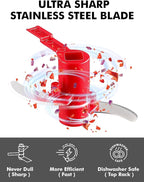 Geedel Mini Food Chopper Vegetable Cutter, Pull Chopper with String Onion Cutter, Vegetable Cutter for Veggies, Fruits, Salad, Onion, Ginger, Nuts, Herbs, etc, 0.8 Cup(200ml), Red