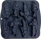 JETKONG 8 Cavity Skeleton Baking Mold Skeleton Shaped Cakelet Mold Silicone Skull Baking Pan Molds (Black)