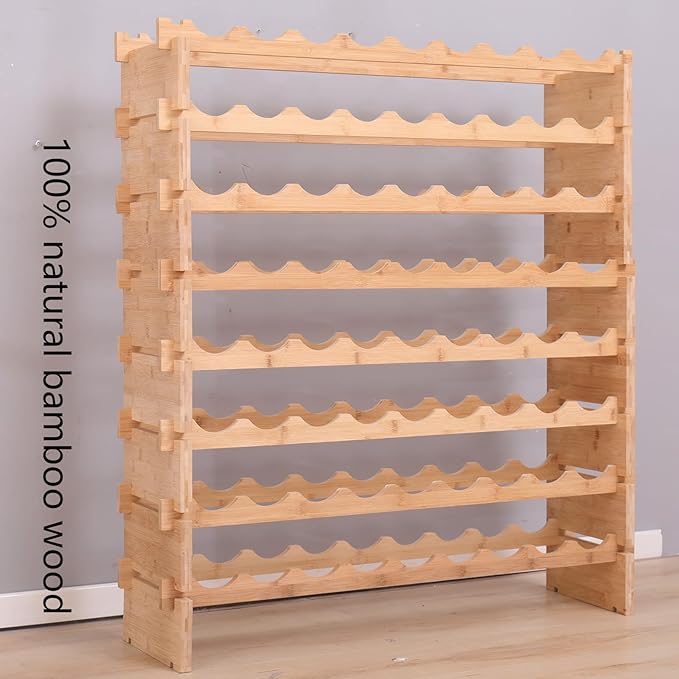 72 Bottle Stackable Storage Modular Wine Rack Cabinet Bamboo freestanding Floor Wine Holder Display Shelves
