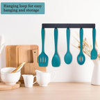 E-far 10 Pieces Silicone Cooking Utensils Set, Heat Resistant Kitchen Utensil Set for Nonstick Cookware, Kitchen Cooking Tools with Spatula, Spoon, Slotted Turner, Non-Toxic & Dishwasher Safe (Blue)