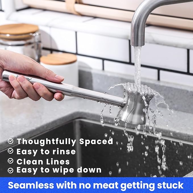 304 Stainless Steel Meat Tenderizer Mallet, Dual Side Meat Hammer Chicken Pounder, Heavy Duty Meat Beater for Steak and Beef, Meat Pounder Kitchen Cooking Mallet Dishwasher Safe