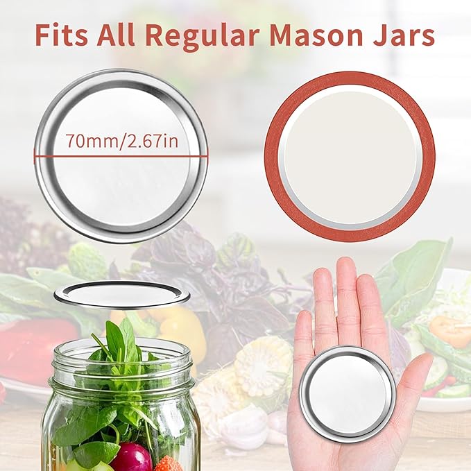 Aliggbent 160 Pcs Regular Mouth Canning Lids 70MM Airtight Split-Type Lids for Mason Jars Regular Mouth, Leakproof Bulk Canning Jar Lids for Food, Jam, Fruits & DIY Decor