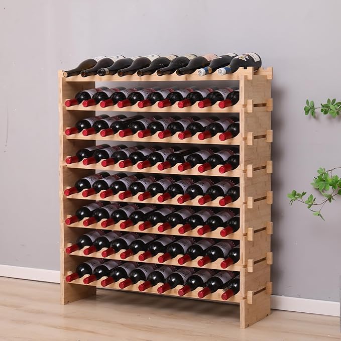 72 Bottle Stackable Storage Modular Wine Rack Cabinet Bamboo freestanding Floor Wine Holder Display Shelves